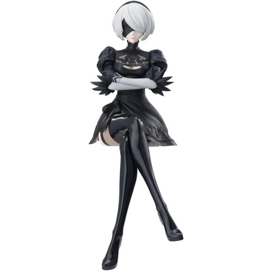 2B Figure Anime 2Bautomata 2B Action Figure Statue 2Byorha No.2 Type B Figurine 5.9in Game Lady Sitting Position Sculpture Model Collectible Desktop Decoration Gifts