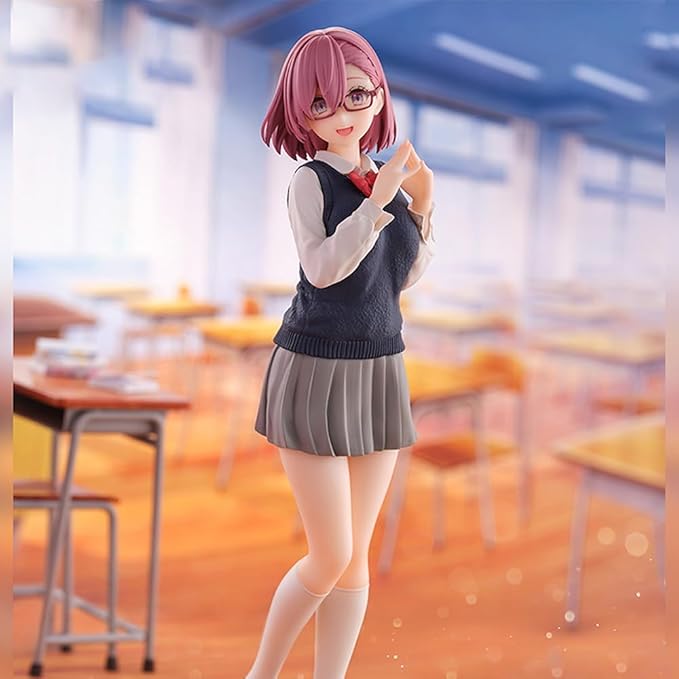 Amano Ririsa Figure Statue, Anime Girl Figure School Uniform Ver. Model PVC Cartoon Figurine Desktop Ornaments Gift 8.7 Inch